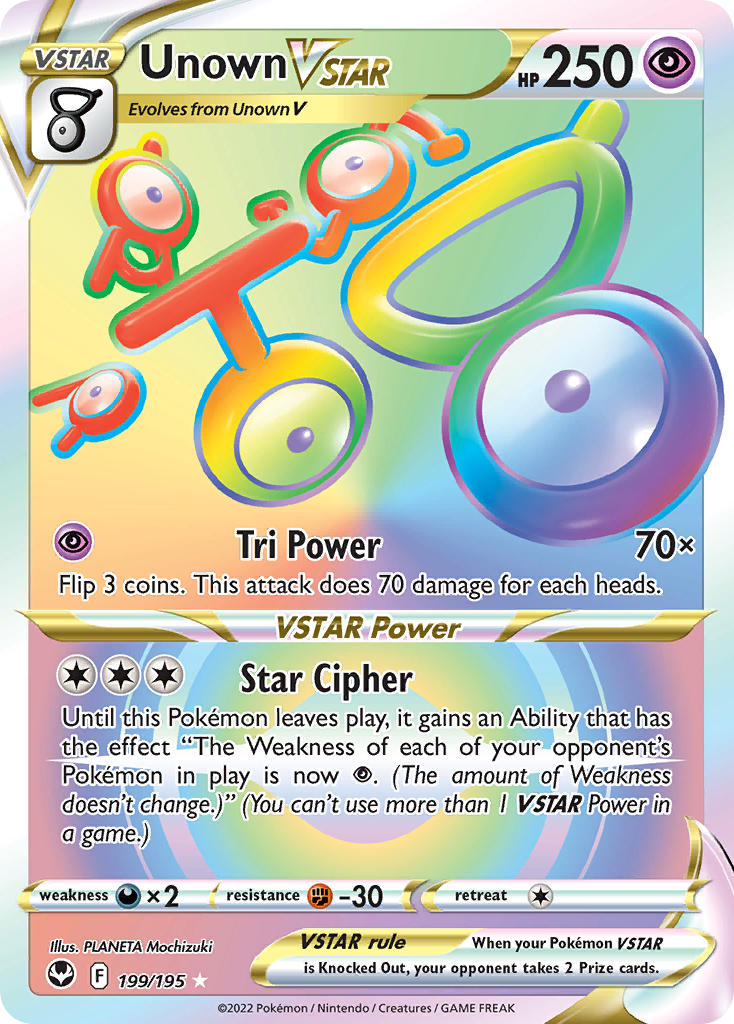 Pokemon TCG Unown VSTAR 199/195 - Silver Tempest