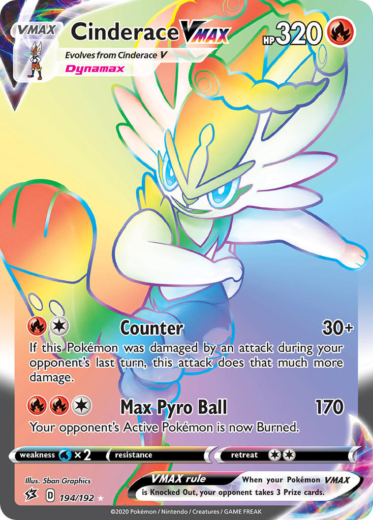 Pokemon TCG Cinderace VMAX 194/192 - Rebel Clash