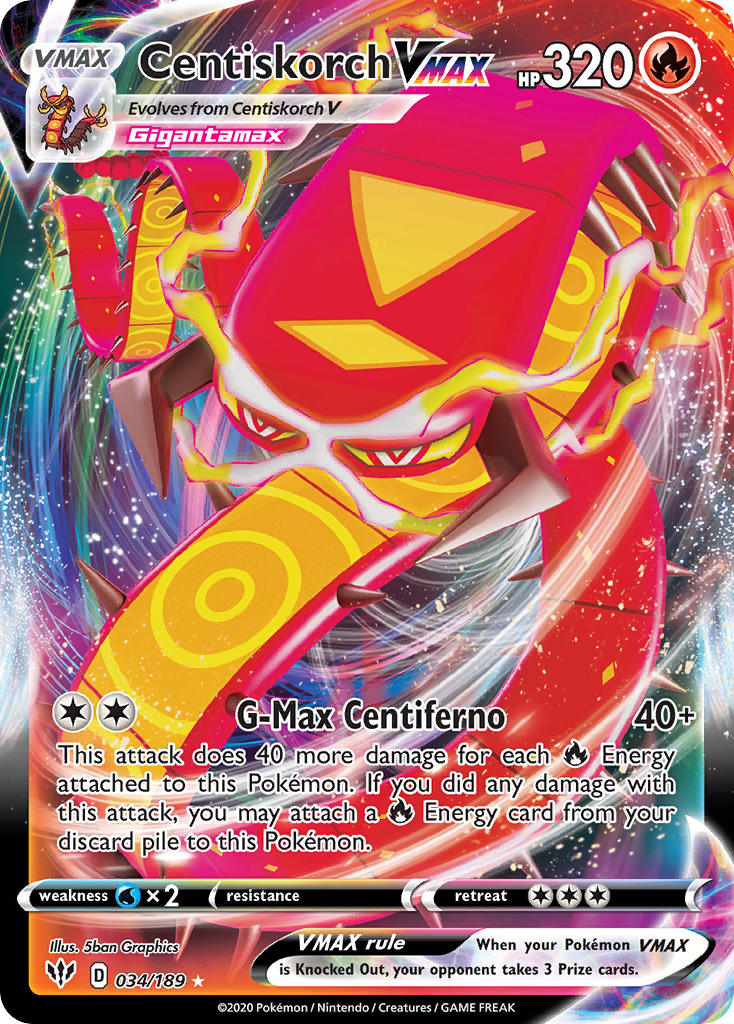 Pokemon TCG Centiskorch VMAX 034/189 - Darkness Ablaze