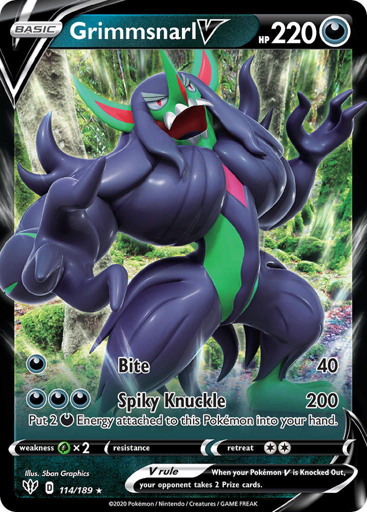 Pokemon TCG Grimmsnarl V 114/189 - Darkness Ablaze