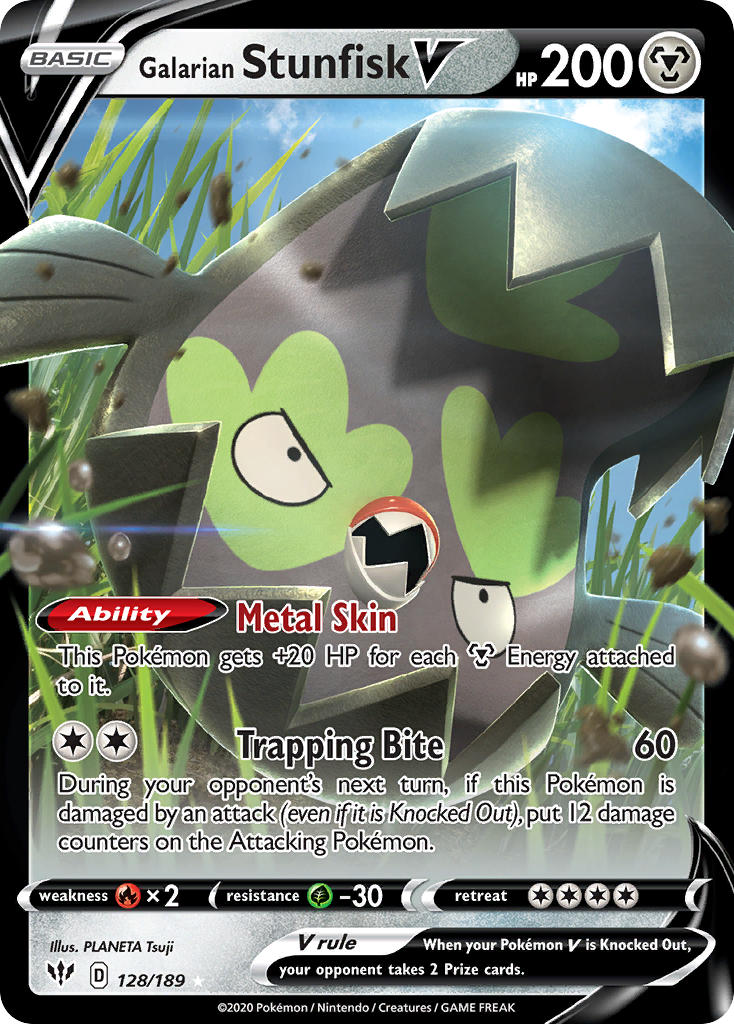 Pokemon TCG Galarian Stunfisk V 128/189 - Darkness Ablaze