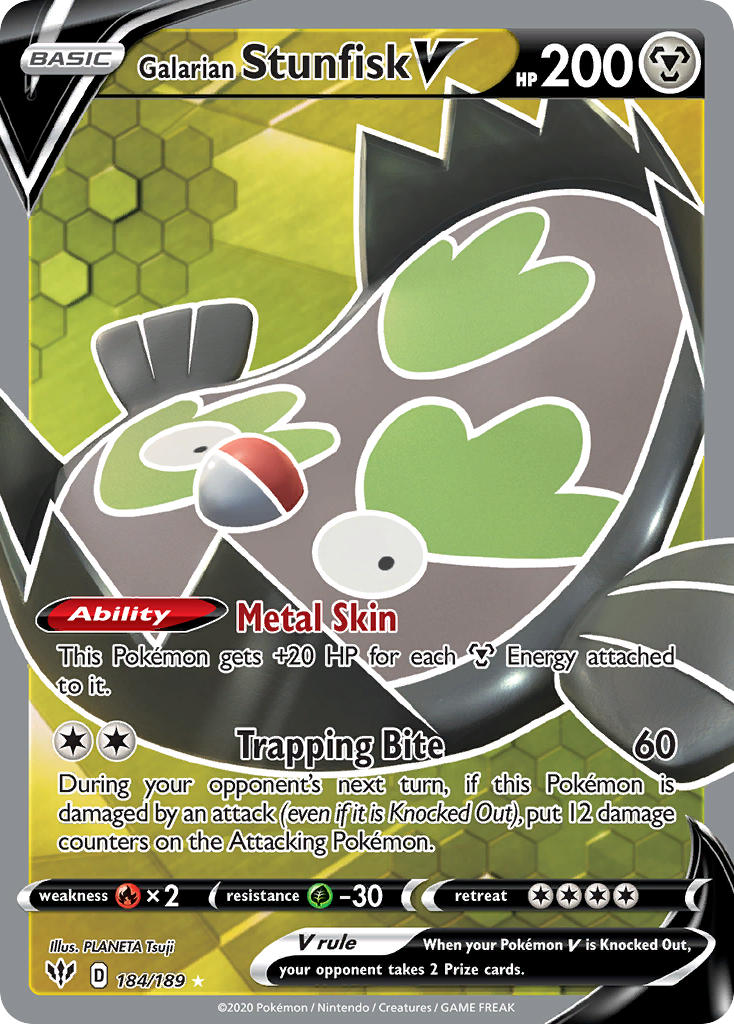 Pokemon TCG Galarian Stunfisk V 184/189 - Darkness Ablaze