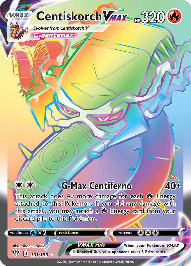 Pokemon TCG Centiskorch VMAX 191/189 - Darkness Ablaze