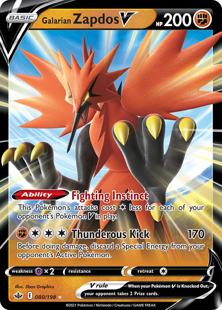 Pokemon TCG Galarian Zapdos V 080/198 - Chilling Reign