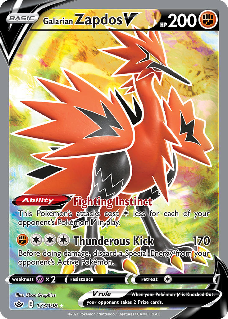 Pokemon TCG Galarian Zapdos V 173/198 - Chilling Reign