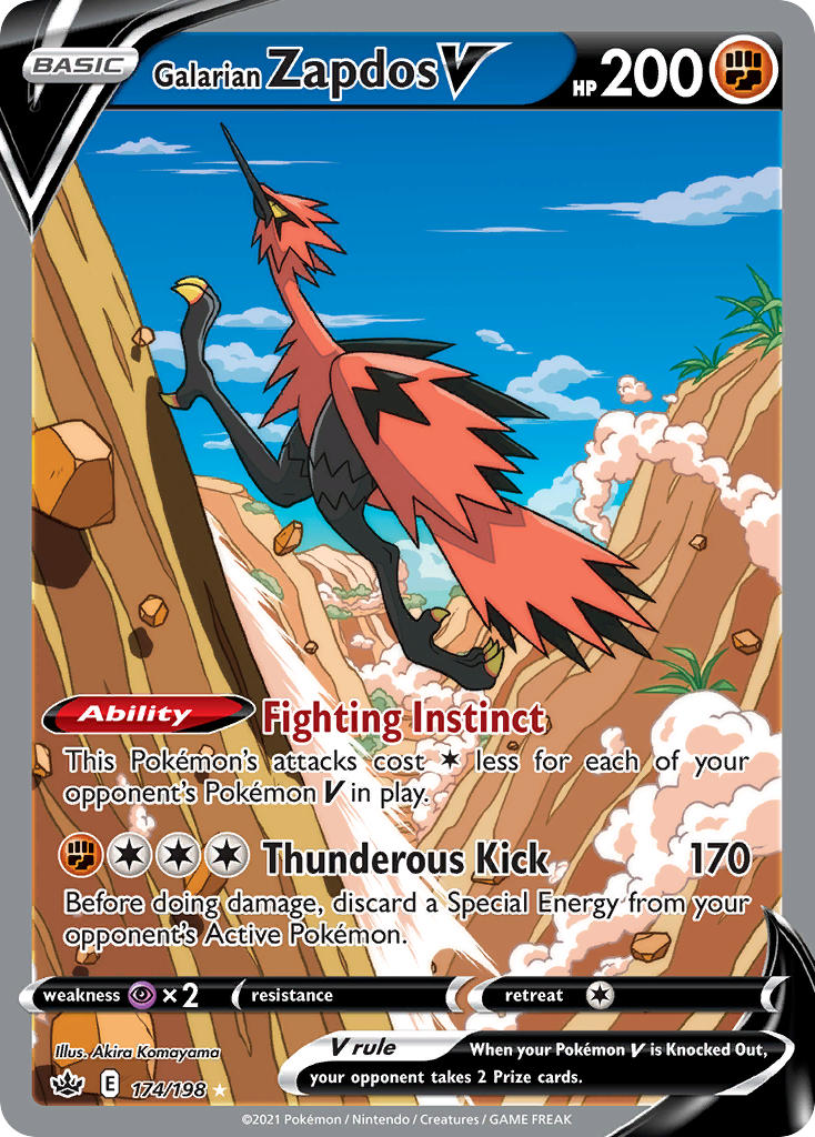 Pokemon TCG Galarian Zapdos V 174/198 - Chilling Reign