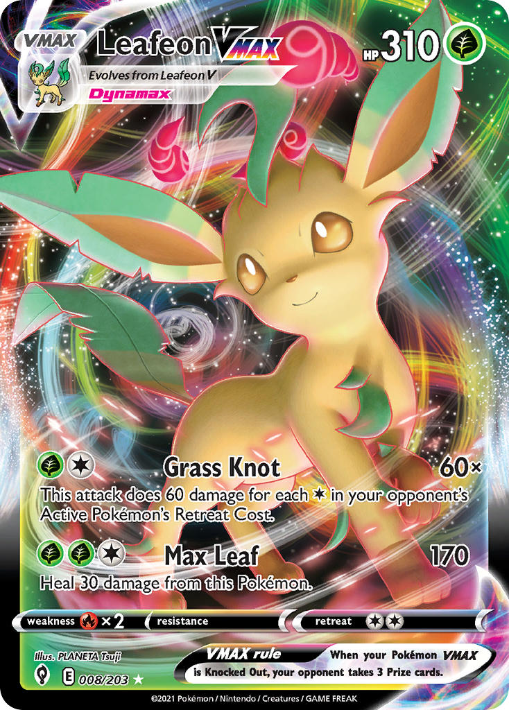 Pokemon TCG Leafeon VMAX 008/203 - Evolving Skies