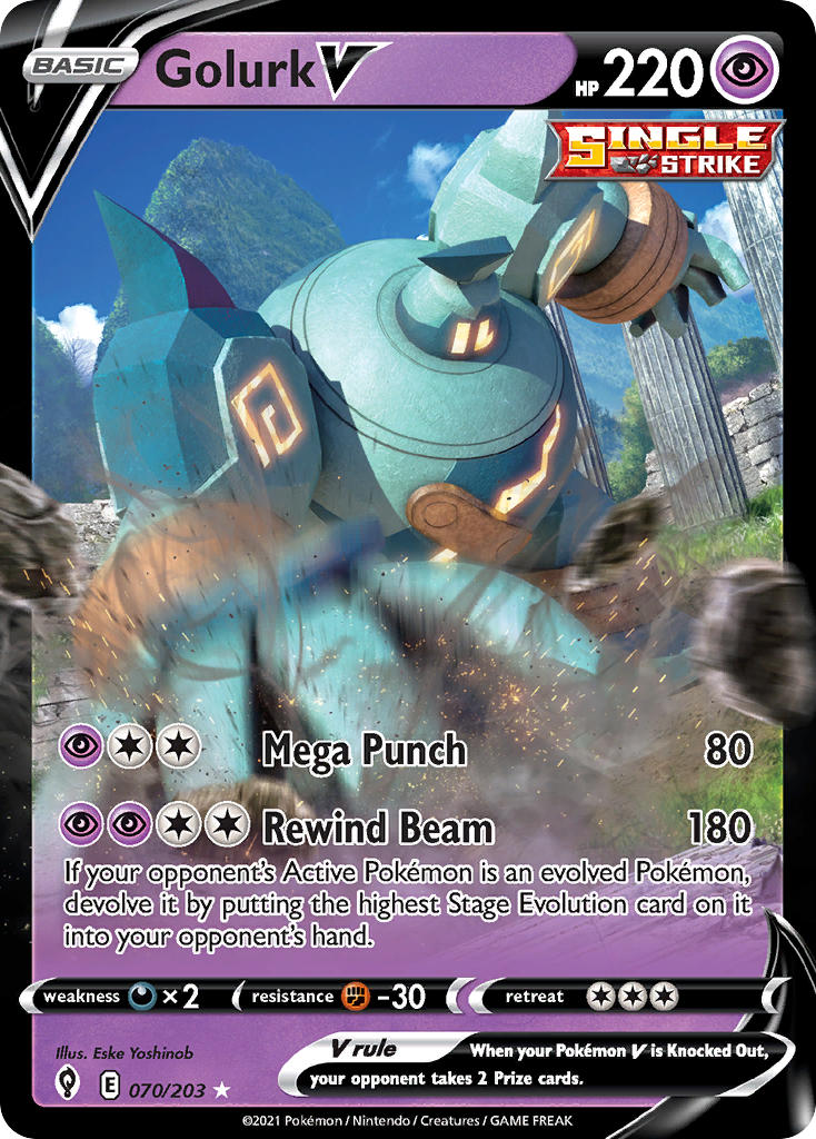 Pokemon TCG Golurk V 070/203 - Evolving Skies