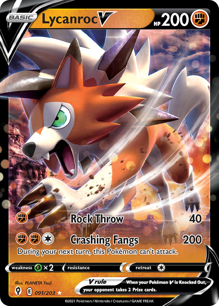 Pokemon TCG Lycanroc V 091/203 - Evolving Skies