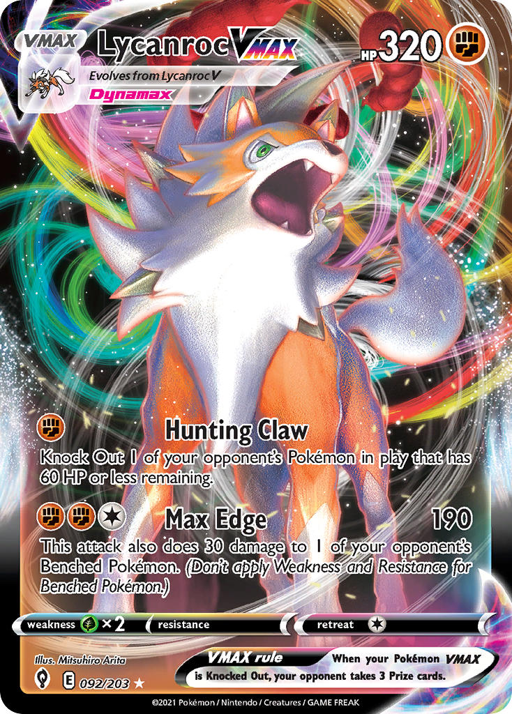 Pokemon TCG Lycanroc VMAX 092/203 - Evolving Skies
