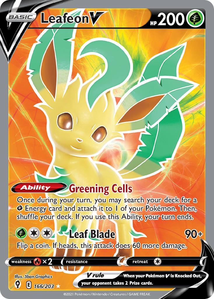 Pokemon TCG Leafeon V 166/203 - Evolving Skies
