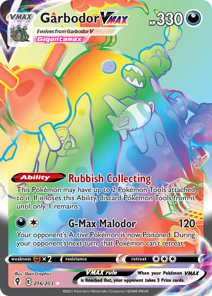Pokemon TCG Garbodor VMAX 216/203 - Evolving Skies
