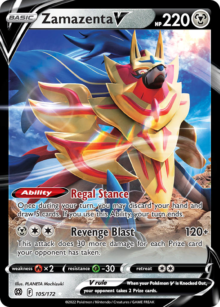 Pokemon TCG Zamazenta V 105/172 - Brilliant Stars