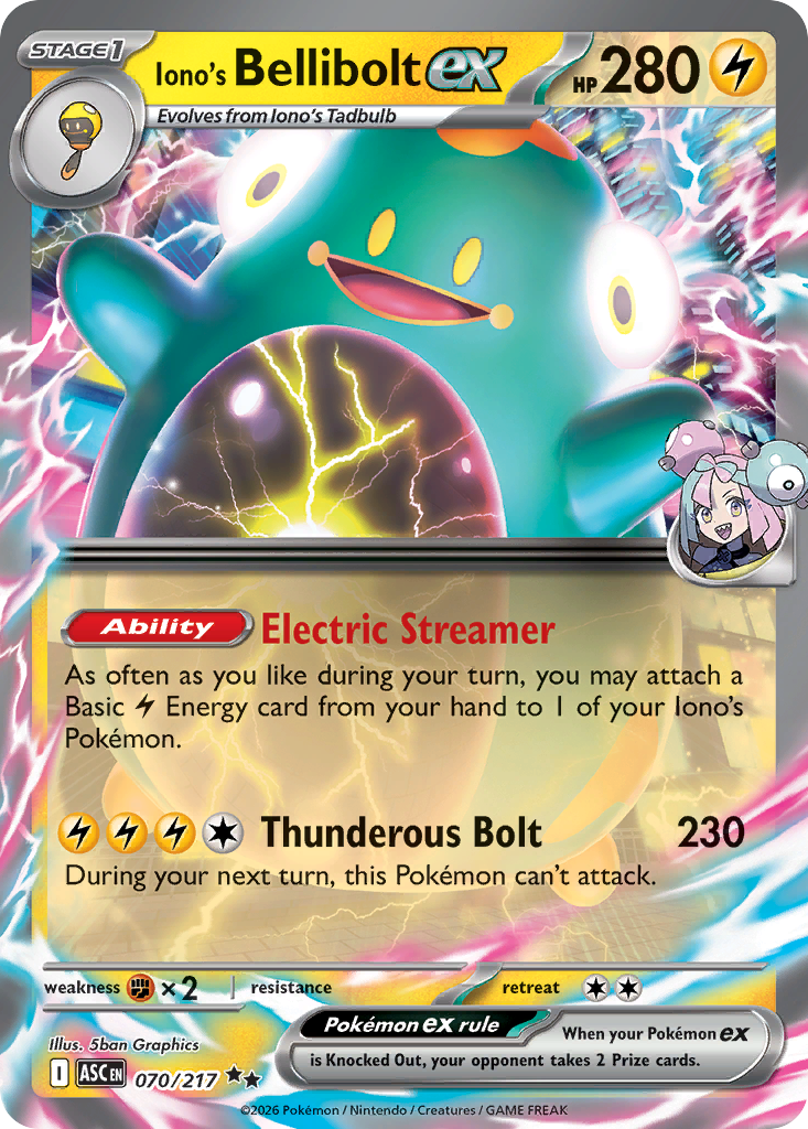 Pokemon TCG Iono's Bellibolt ex 070/217 - Ascended Heroes