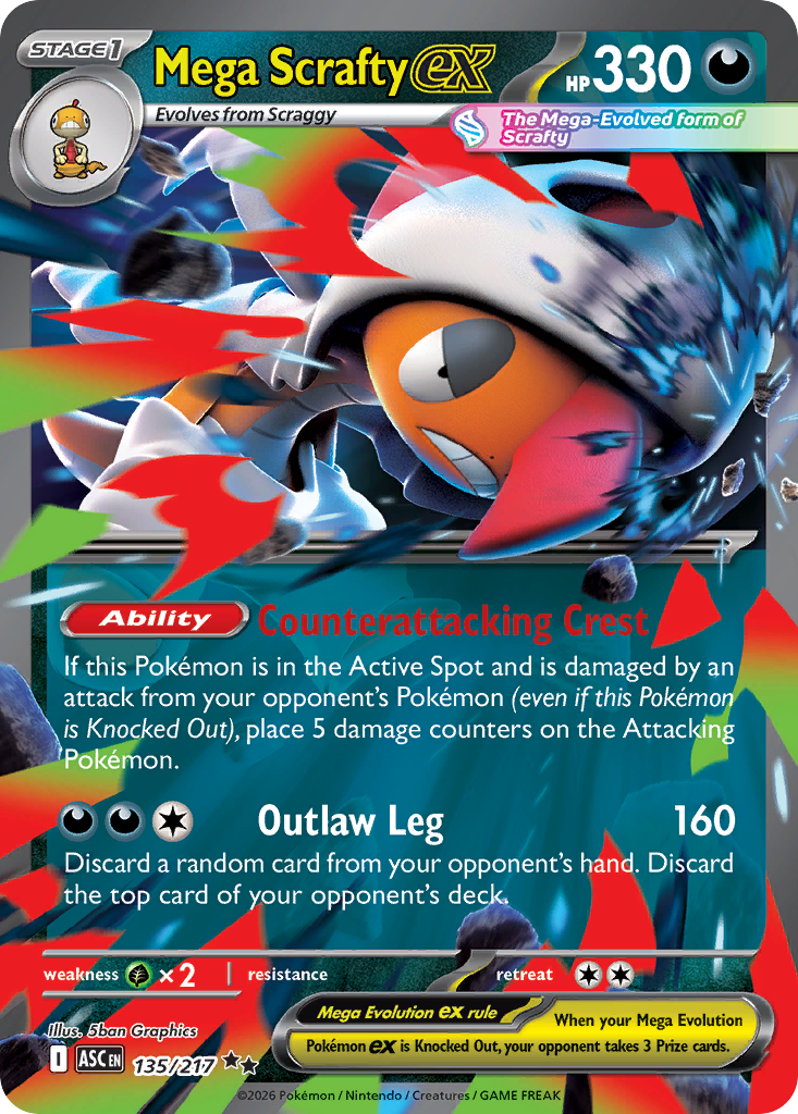 Pokemon TCG Mega Scrafty ex 135/217 - Ascended Heroes