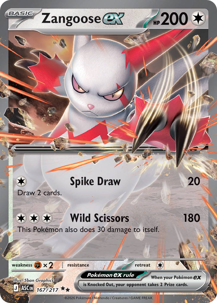 Pokemon TCG Zangoose ex 167/217 - Ascended Heroes