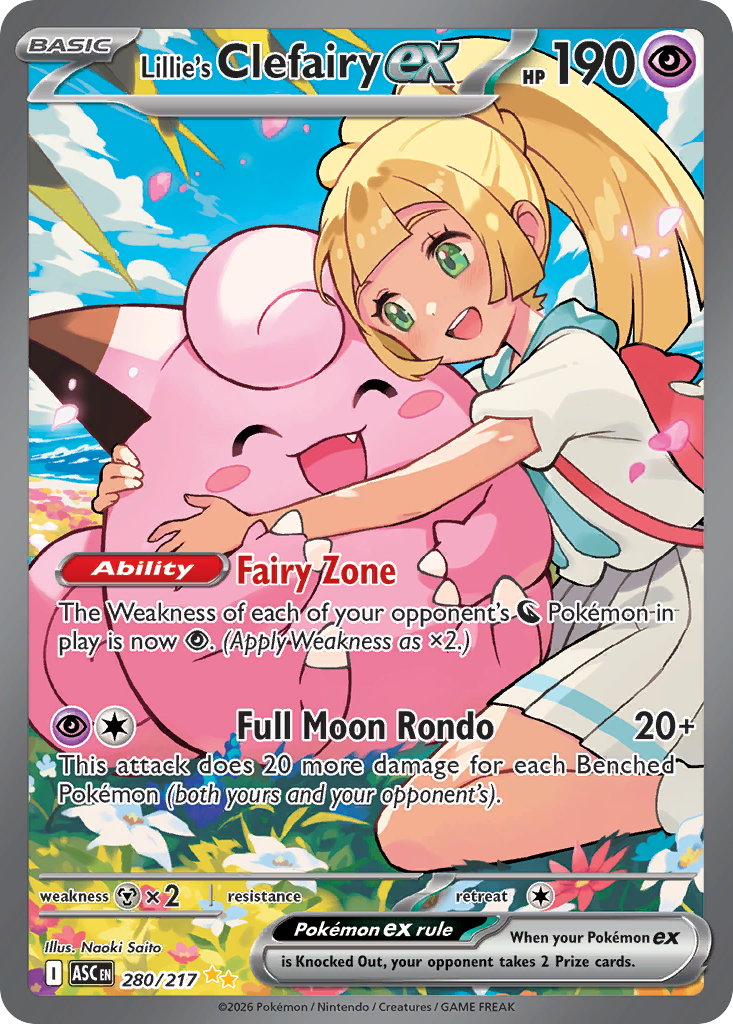 Pokemon TCG Lillie's Clefairy ex 280/217 - Ascended Heroes