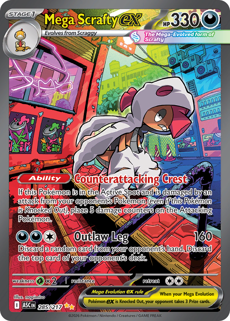 Pokemon TCG Mega Scrafty ex 285/217 - Ascended Heroes
