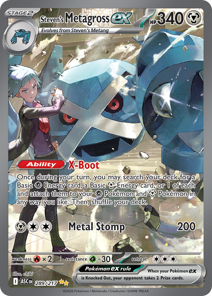 Pokemon TCG Steven's Metagross ex 289/217 - Ascended Heroes