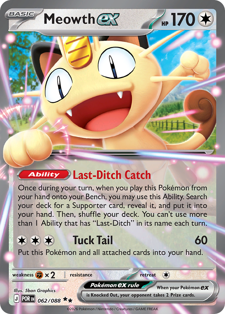 Pokemon TCG Meowth ex 062/088 - Perfect Order