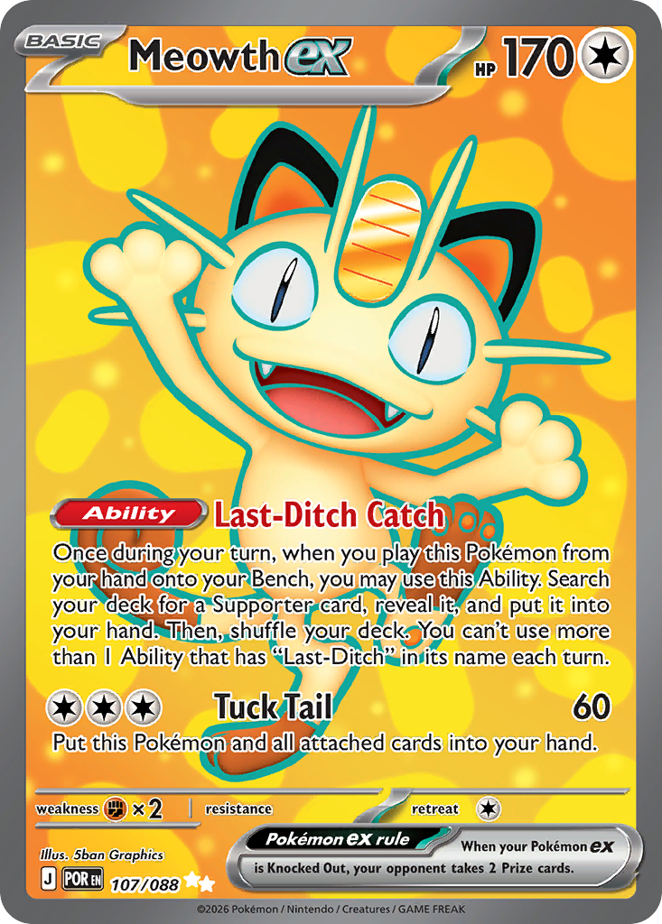 Pokemon TCG Meowth ex 107/088 - Perfect Order