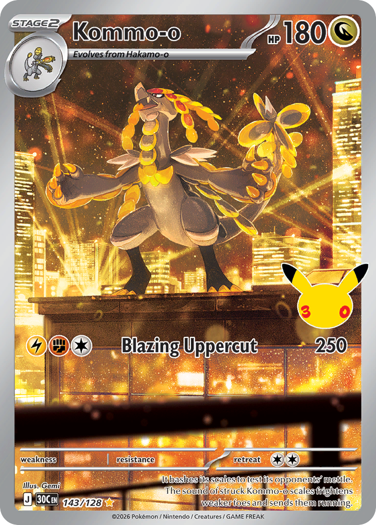 Pokemon TCG Kommo-o 143/128 - 30th Celebration