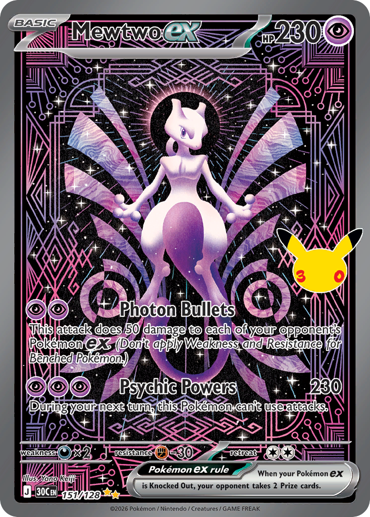 Pokemon TCG Mewtwo ex 151/128 - 30th Celebration