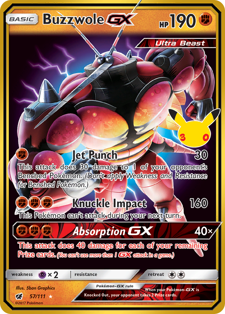 Pokemon TCG Buzzwole GX (Crimson Invasion 57/111) - 30th Celebration Classic Collection