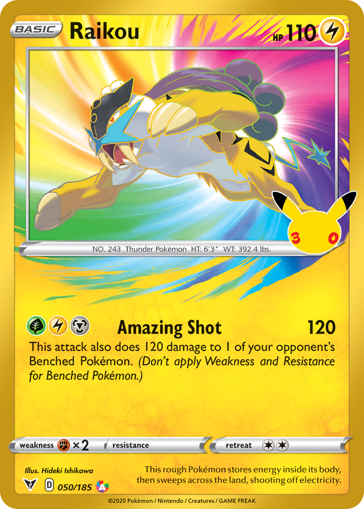 Pokemon TCG Raikou (Vivid Voltage 50/185) - 30th Celebration Classic Collection
