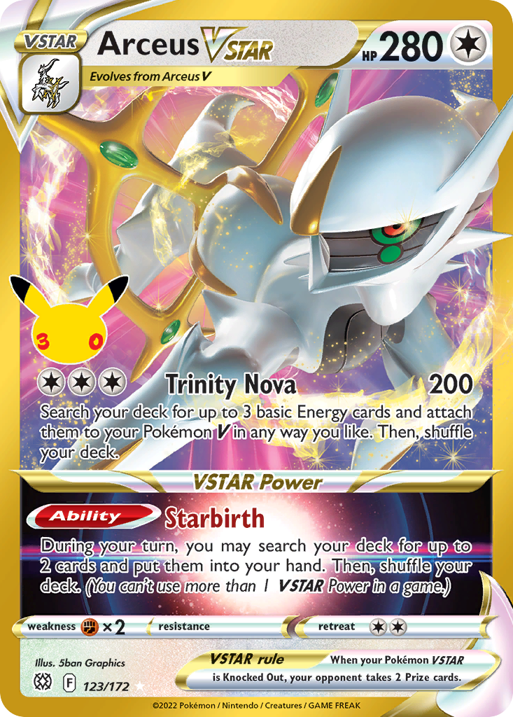 Pokemon TCG Arceus VSTAR (Brilliant Stars 123/172) - 30th Celebration Classic Collection