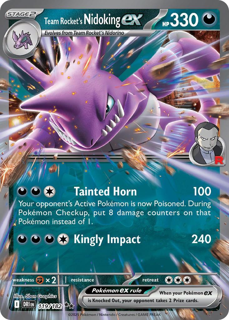 Team Rocket's Nidoking ex 119/182 Destined Rivals Pokémon card | Pokebundles Ireland