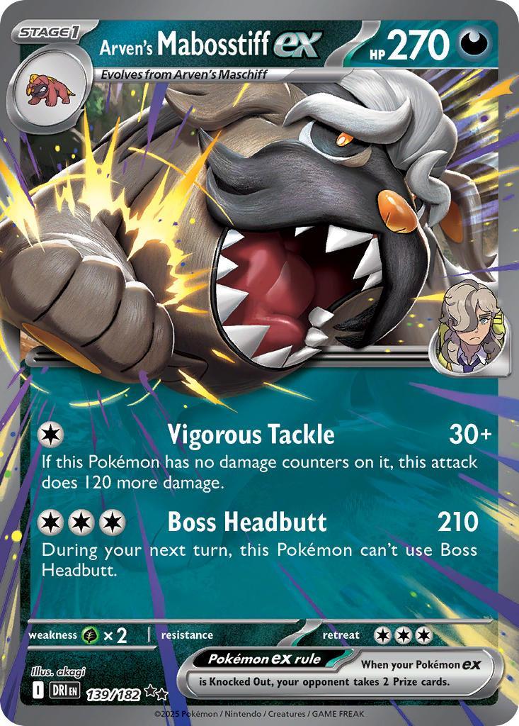 Arven's Mabosstiff ex 139/182 Destined Rivals Pokémon card | Pokebundles Ireland