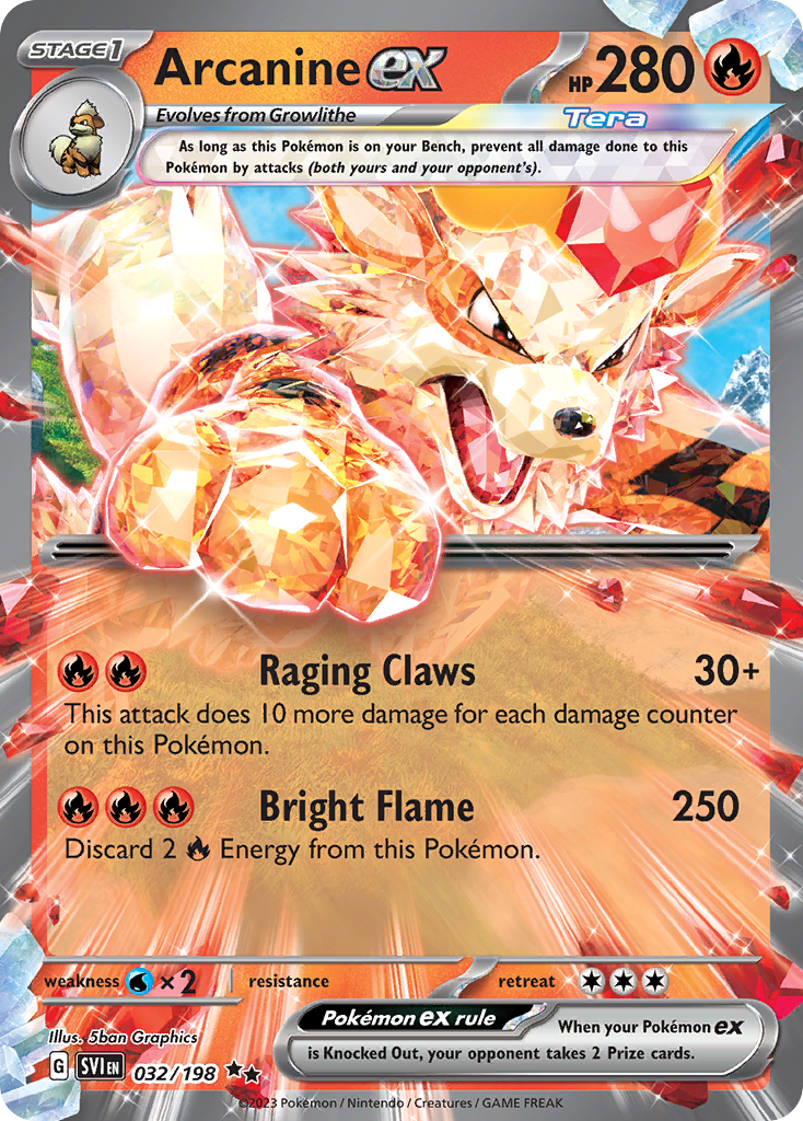Arcanine ex 032/198 Scarlet &amp; Violet Pokémon card | Pokebundles Ireland