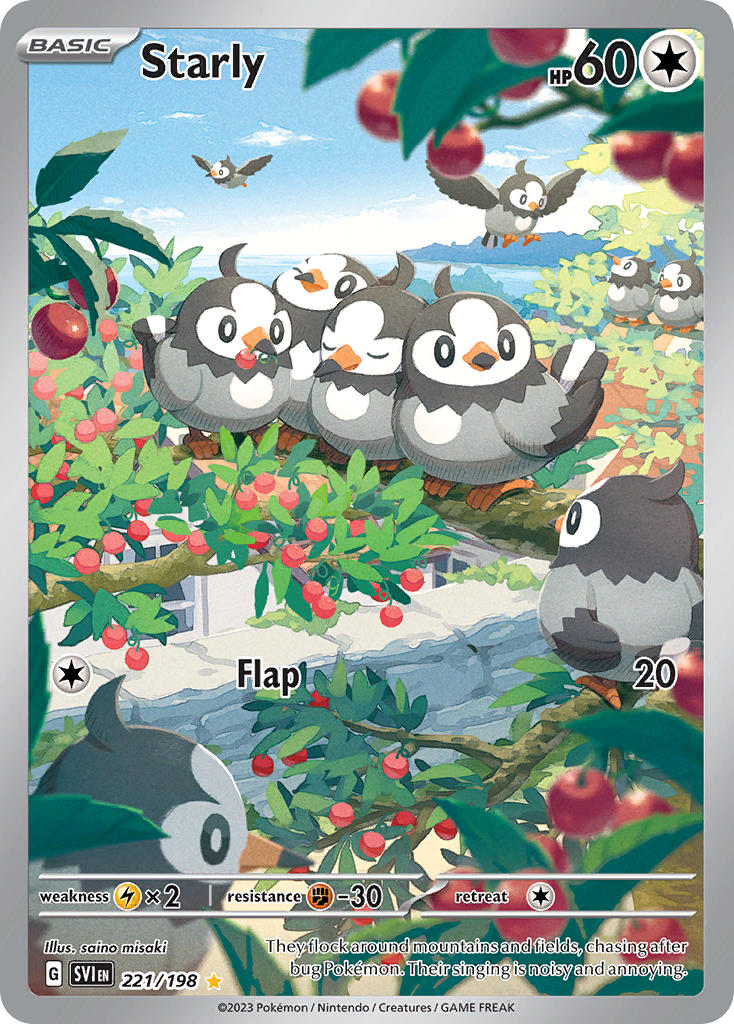 Starly 221/198 Scarlet &amp; Violet Pokémon card | Pokebundles Ireland