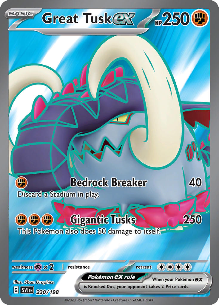 Great Tusk ex 230/198 Scarlet &amp; Violet Pokémon card | Pokebundles Ireland