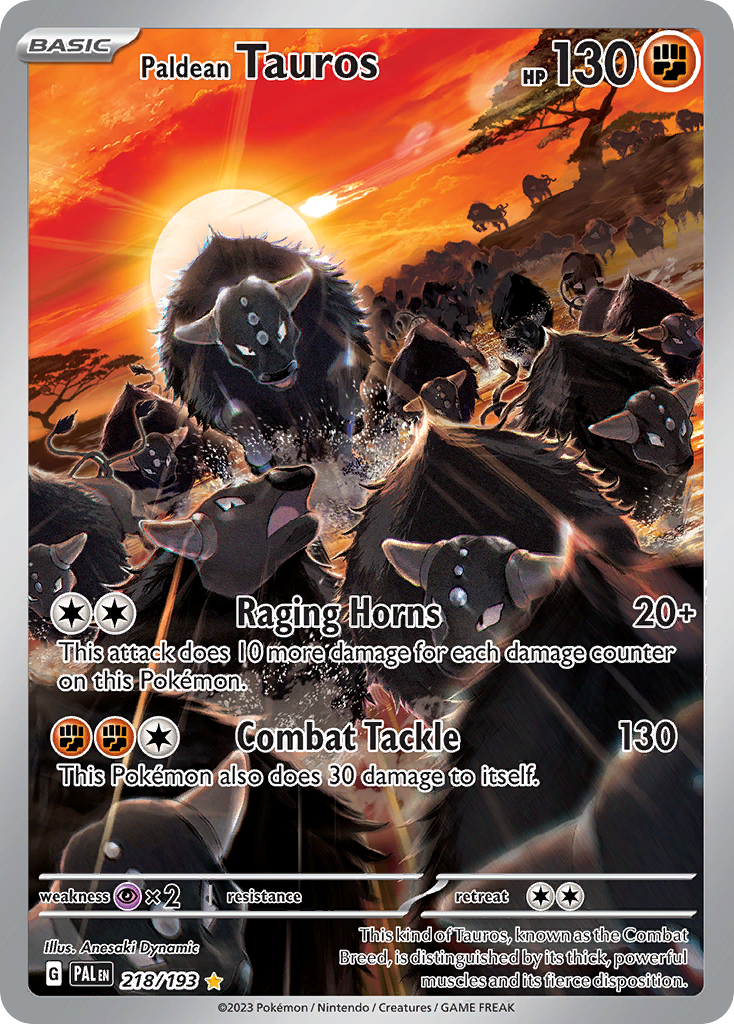 Paldean Tauros 218/193 Paldea Evolved Pokémon card | Pokebundles Ireland