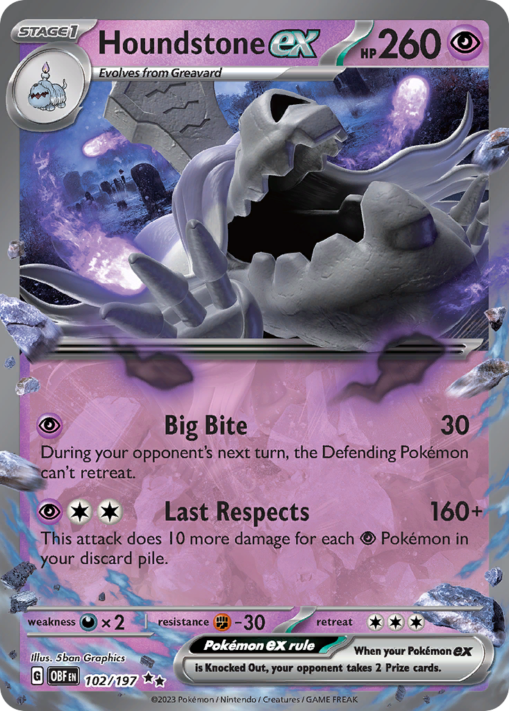 Houndstone ex 102/197 Obsidian Flames Pokémon card | Pokebundles Ireland