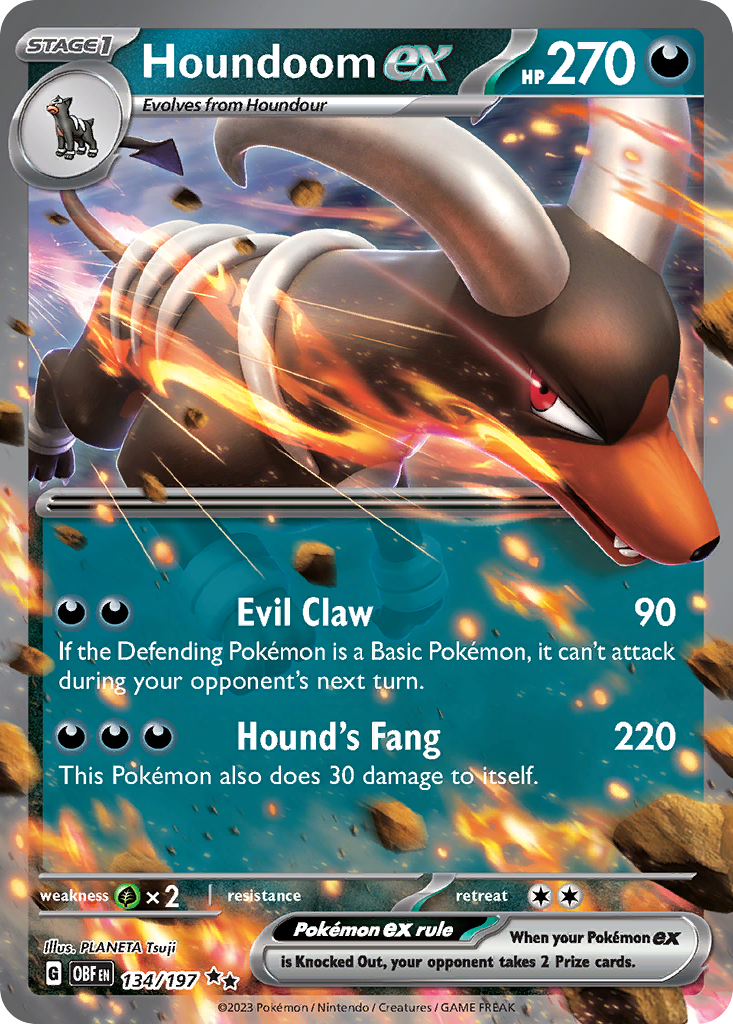 Houndoom ex 134/197 Obsidian Flames Pokémon card | Pokebundles Ireland