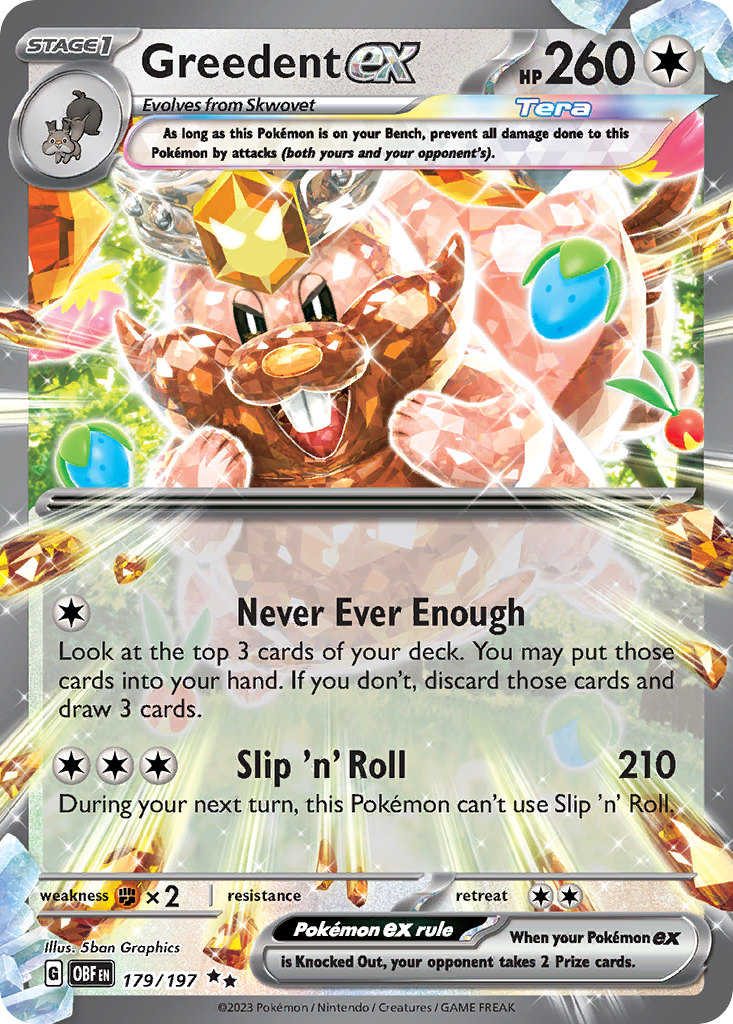Greedent ex 179/197 Obsidian Flames Pokémon card | Pokebundles Ireland