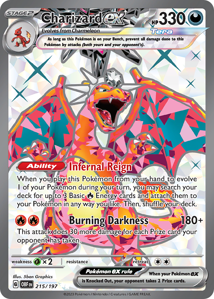 Charizard ex 215/197 Obsidian Flames Pokémon card | Pokebundles Ireland