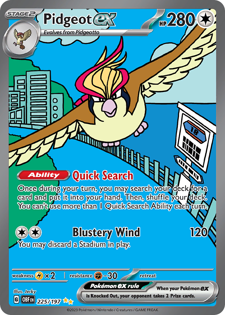 Pidgeot ex 225/197 Obsidian Flames Pokémon card | Pokebundles Ireland