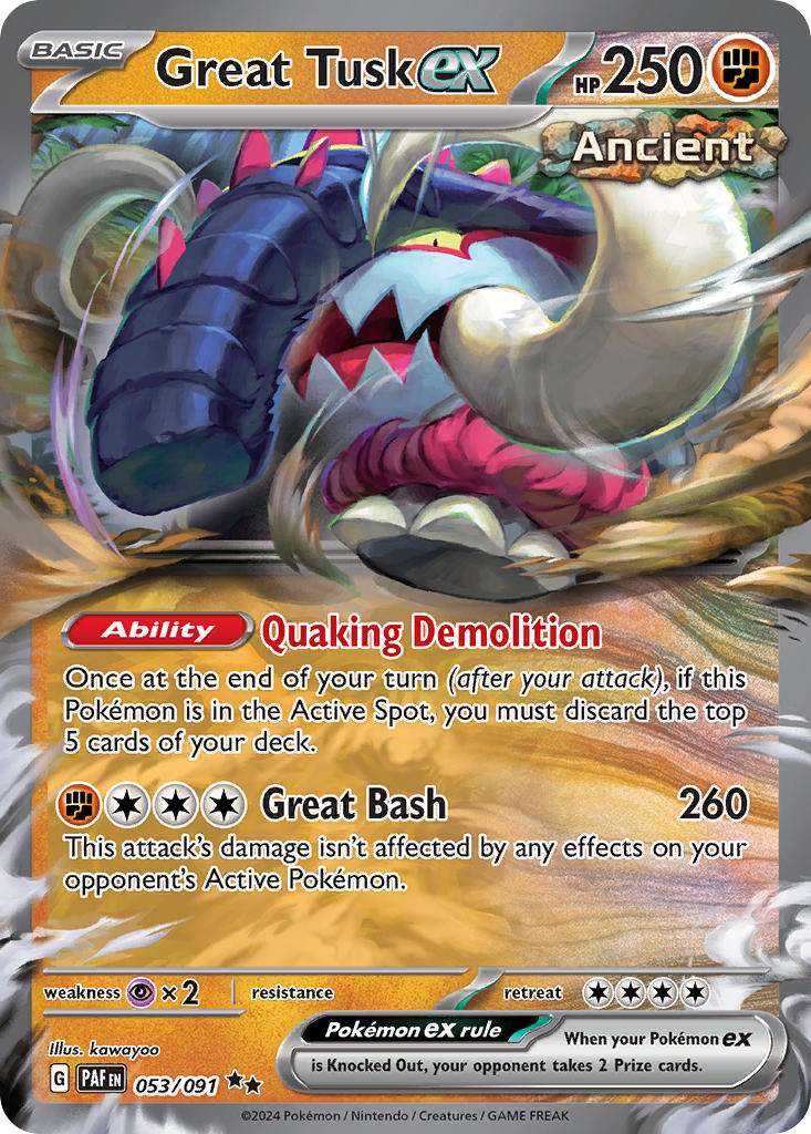 Pokemon TCG Great Tusk ex 053/091 - Paldean Fates