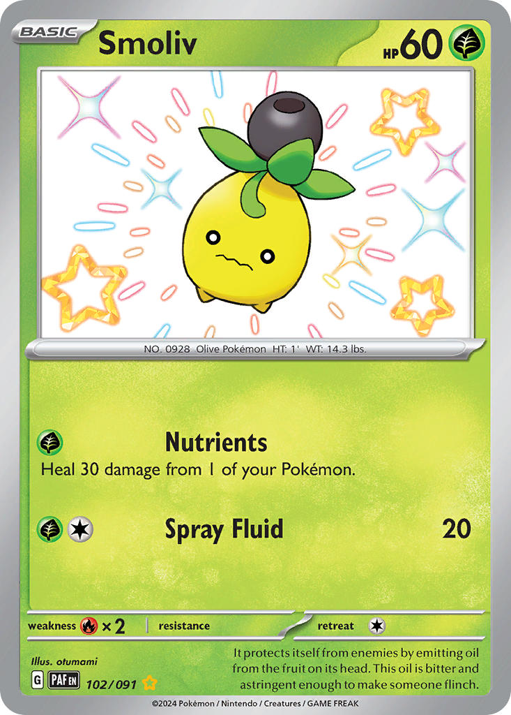 Pokemon TCG Smoliv 102/091 - Paldean Fates