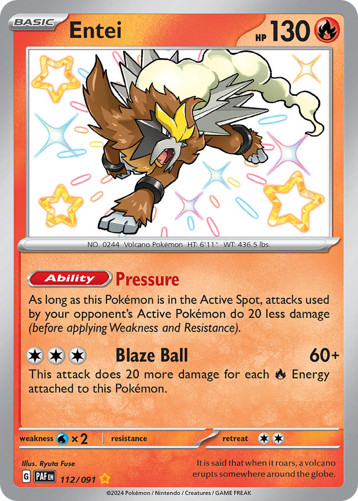 Pokemon TCG Entei 112/091 - Paldean Fates