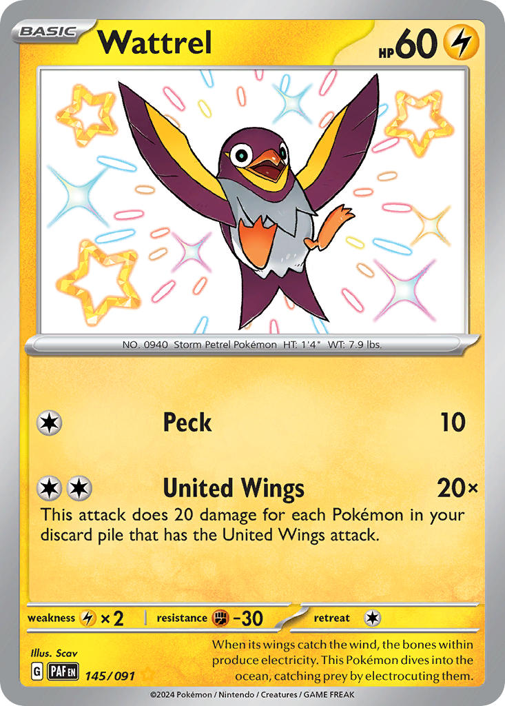 Pokemon TCG Wattrel 145/091 - Paldean Fates