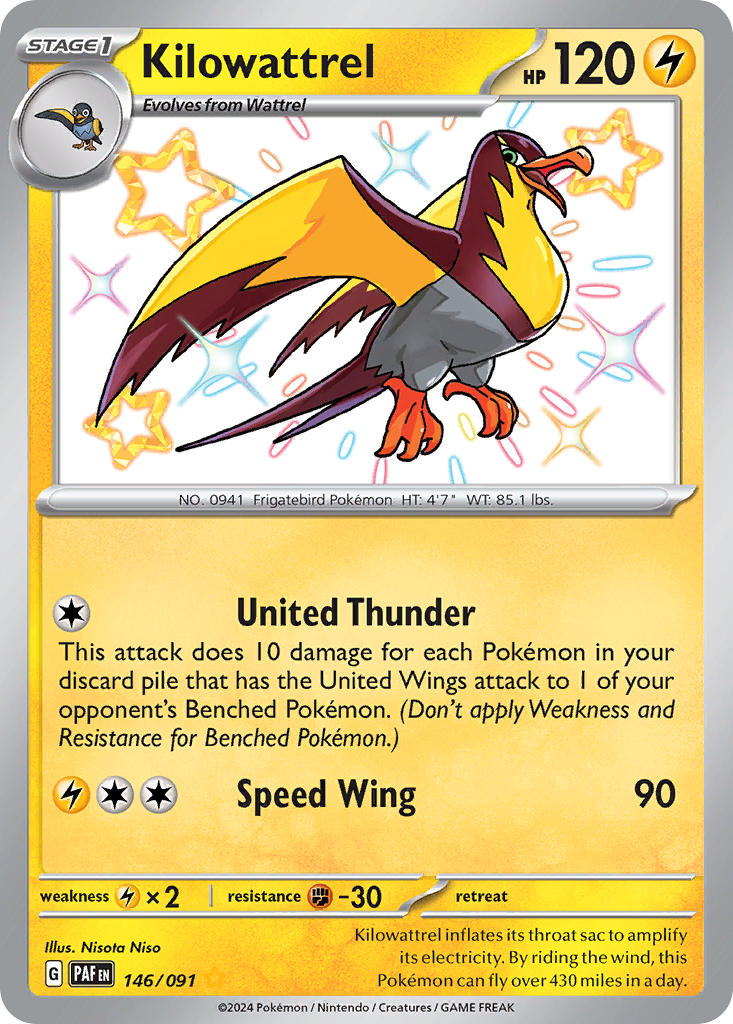 Pokemon TCG Kilowattrel 146/091 - Paldean Fates