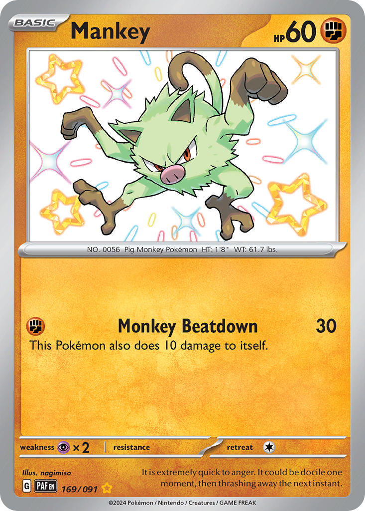 Pokemon TCG Mankey 169/091 - Paldean Fates