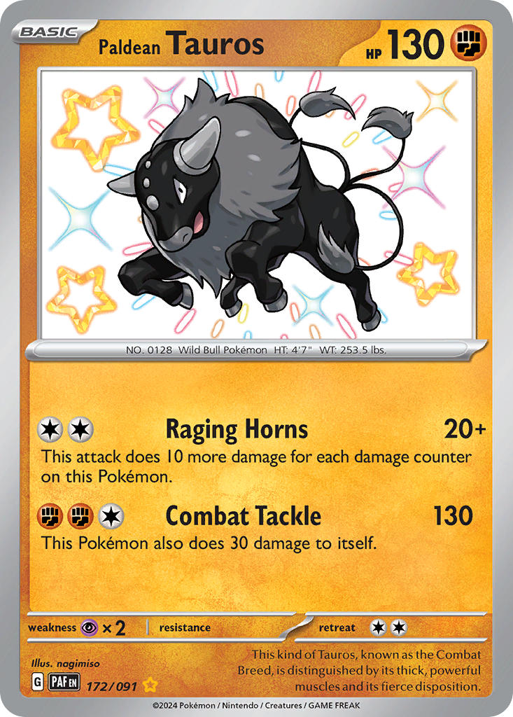 Pokemon TCG Paldean Tauros 172/091 - Paldean Fates