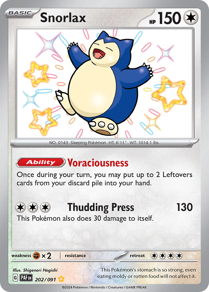 Pokemon TCG Snorlax 202/091 - Paldean Fates