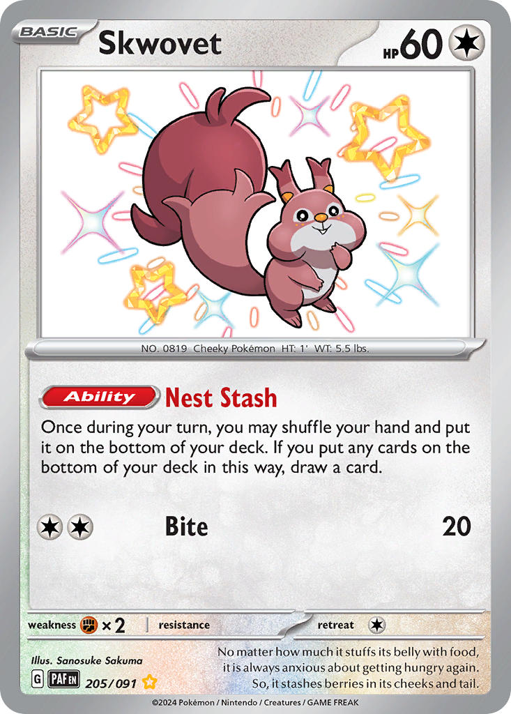 Pokemon TCG Skwovet 205/091 - Paldean Fates